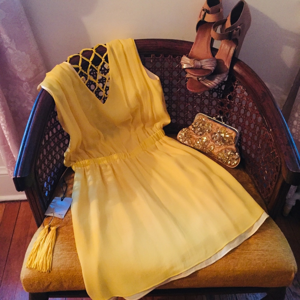 Bright Yellow MM Couture Mini Cocktail Dress